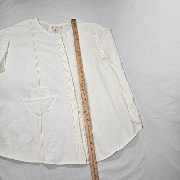 CHEYENNE Zen Lagenlook IVORY Mixed Media Linen-Cotton Blouse OVERSIZED Size L/XL - Picture 16 of 17